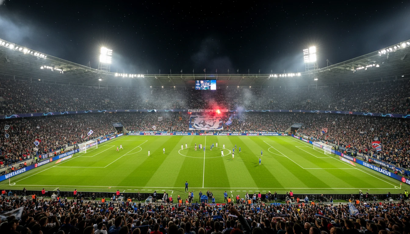 Europese topwedstrijd in een vol stadion onder de lichten