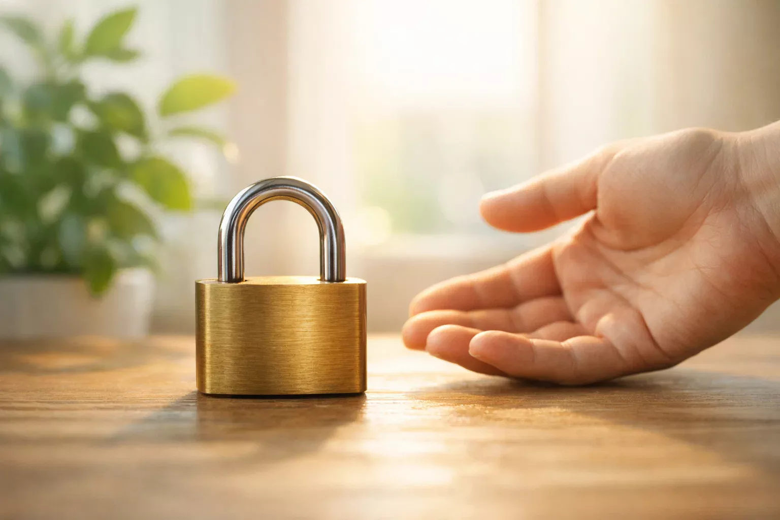 Beschermend slot symbool met helpende hand concept