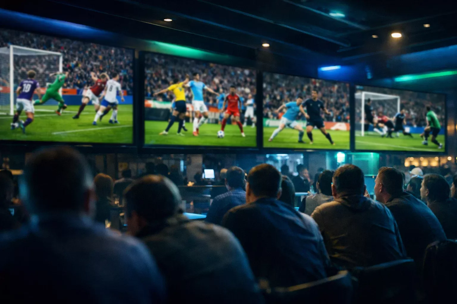 Meerdere voetbalwedstrijden tegelijk op schermen