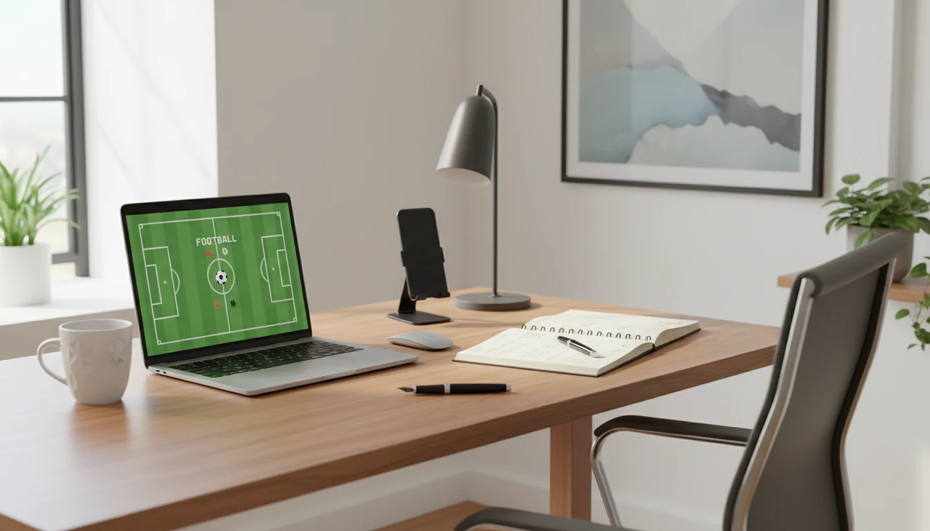 Bureau met laptop en notitieboek voor analyse