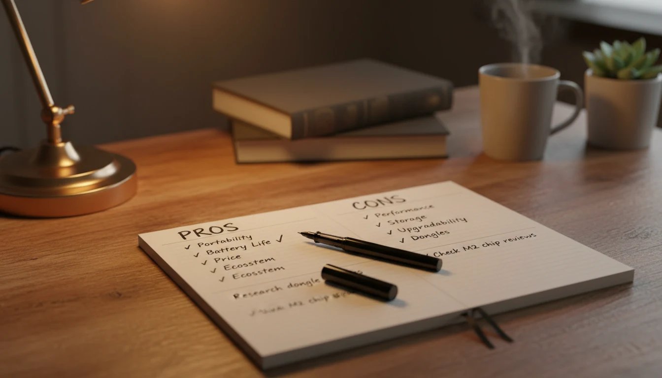 Notitieboek met vergelijkingslijst en pen